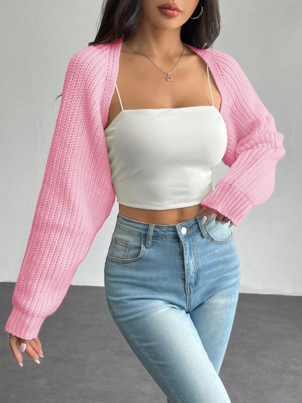 Cardigan Corto de Punto en Estilo Ballet con Mangas Raglan - Image 30