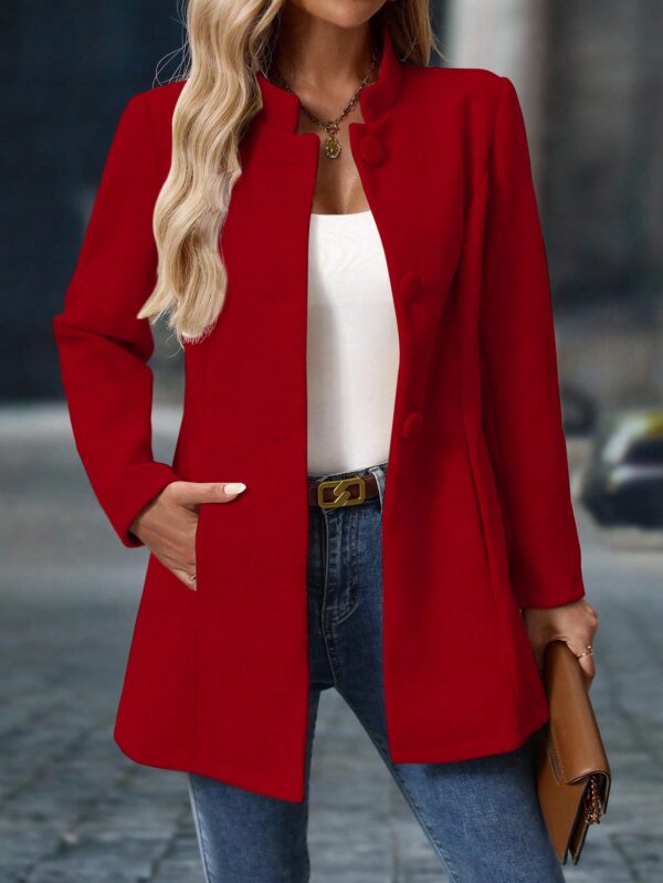 Chaqueta Midi Casual de Cuello Alto para Mujer - Image 53