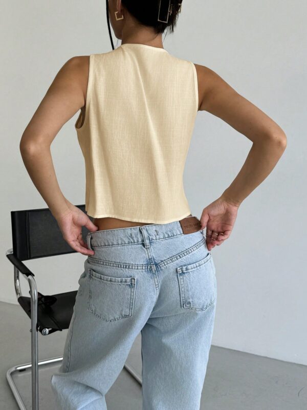 Blusa de Lino Sin Mangas con Lazo Frontal - Image 15