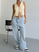 Blusa de Lino Sin Mangas con Lazo Frontal