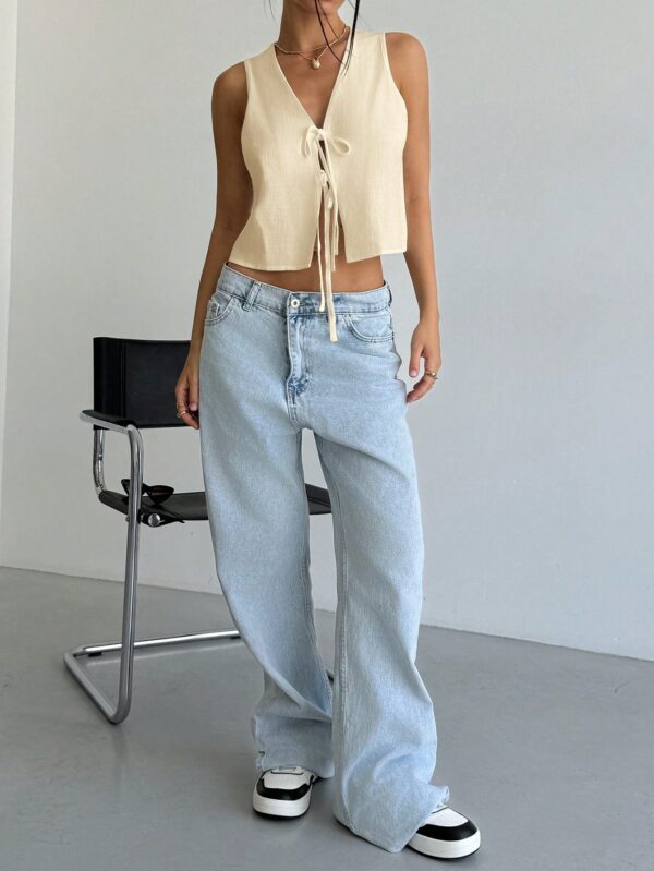Blusa de Lino Sin Mangas con Lazo Frontal - Image 18