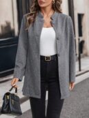 Chaqueta Midi Casual de Cuello Alto para Mujer