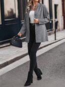 Chaqueta Midi Casual de Cuello Alto para Mujer