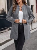 Chaqueta Midi Casual de Cuello Alto para Mujer