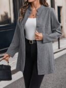 Chaqueta Midi Casual de Cuello Alto para Mujer