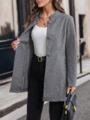 Chaqueta Midi Casual de Cuello Alto para Mujer