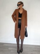 Abrigo Largo de Lana en Gris Oscuro para Mujer