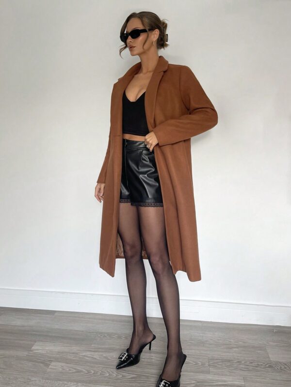 Abrigo Largo de Lana en Gris Oscuro para Mujer - Image 23