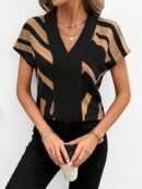 Blusa de Verano con Estampado Geométrico y Manga Murciélago