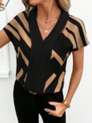 Blusa de Verano con Estampado Geométrico y Manga Murciélago