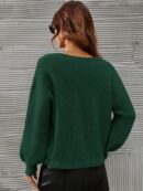 Sweater V-Neck con Hombros Caídos Estilo Francés