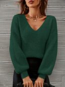 Sweater V-Neck con Hombros Caídos Estilo Francés