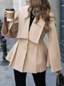 Abrigo Elegante de Estilo Francés con Cuello V y Cintura Envolvente