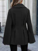 Abrigo Elegante de Estilo Francés con Cuello V y Cintura Envolvente