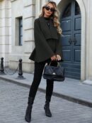 Abrigo Elegante de Estilo Francés con Cuello V y Cintura Envolvente
