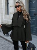 Abrigo Elegante de Estilo Francés con Cuello V y Cintura Envolvente