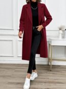 Abrigo Largo de Lana en Gris Oscuro para Mujer