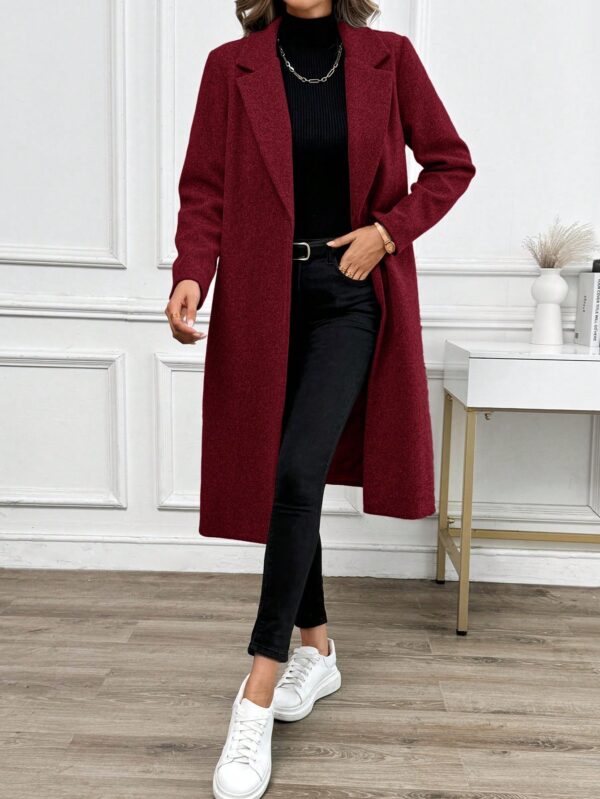 Abrigo Largo de Lana en Gris Oscuro para Mujer - Image 26