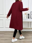 Abrigo Largo de Lana en Gris Oscuro para Mujer
