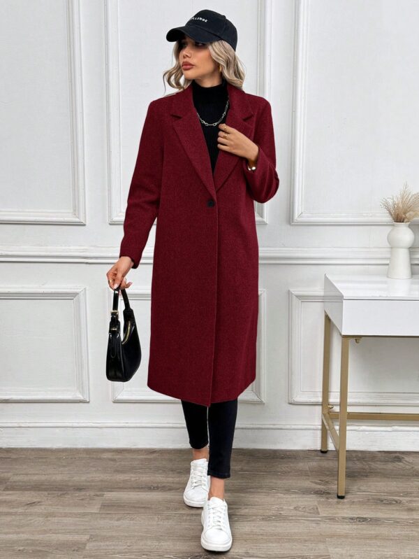 Abrigo Largo de Lana en Gris Oscuro para Mujer - Image 29
