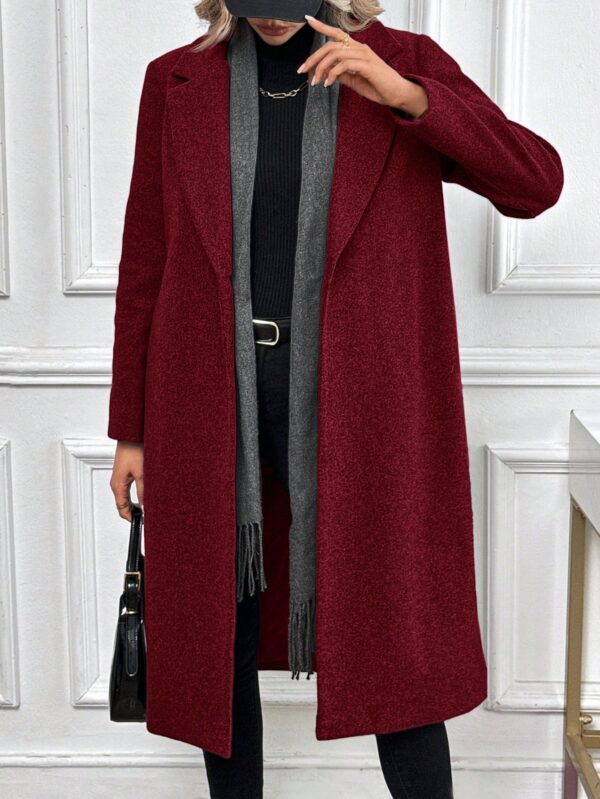 Abrigo Largo de Lana en Gris Oscuro para Mujer - Image 30