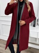 Abrigo Largo de Lana en Gris Oscuro para Mujer