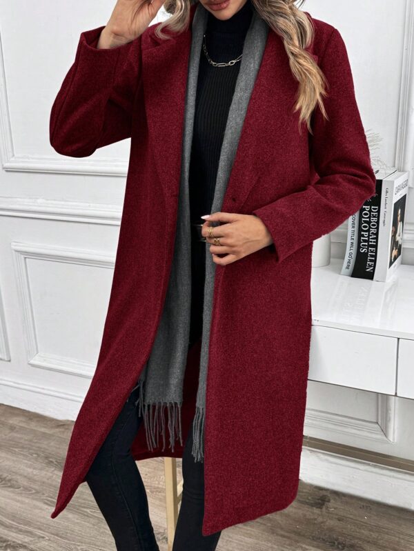 Abrigo Largo de Lana en Gris Oscuro para Mujer - Image 31