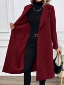 Abrigo Largo de Lana en Gris Oscuro para Mujer