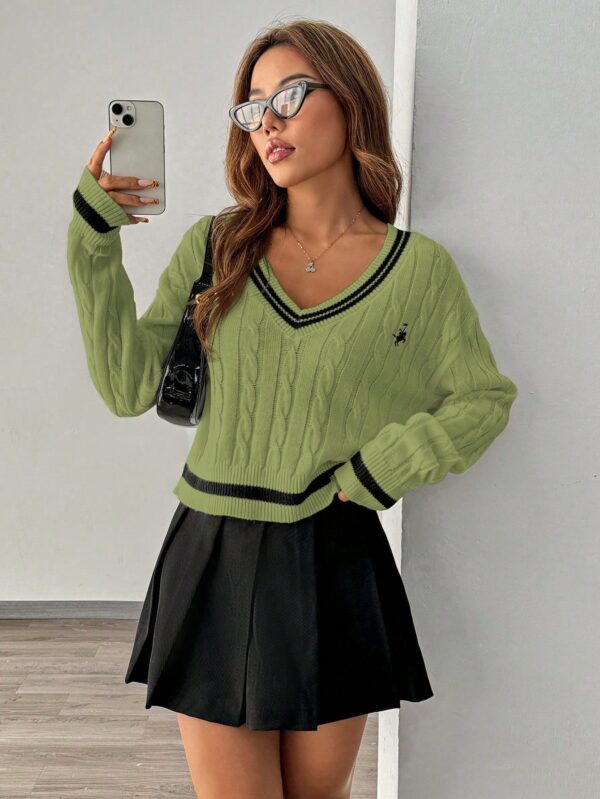 Sweater a Rayas con Cuello en V y Manga Larga - Image 28