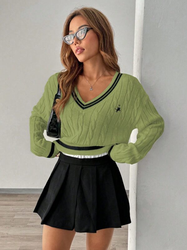 Sweater a Rayas con Cuello en V y Manga Larga - Image 29