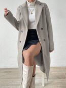 Abrigo Casual de Doble Botonadura y Cuello Solapa