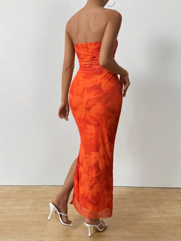 Vestido Strapless Tie Dye con Abertura Lateral y Ruched - Image 87