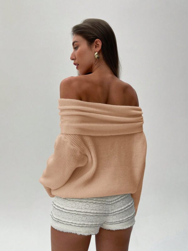 Sweater Elegante de Hombros Descubiertos con Detalle de Anillo - Image 43