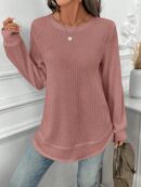 Sudadera Cómoda Casual con Textura Waffle y Dobladillo Asimétrico