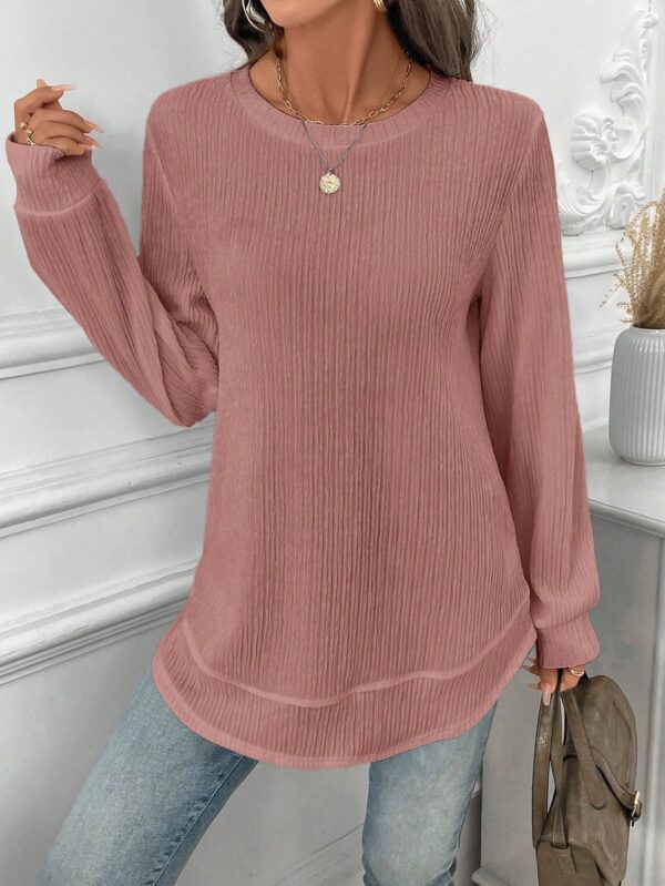 Sudadera Cómoda Casual con Textura Waffle y Dobladillo Asimétrico - Image 32