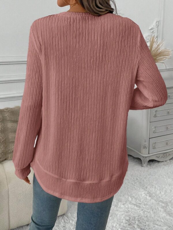 Sudadera Cómoda Casual con Textura Waffle y Dobladillo Asimétrico - Image 33
