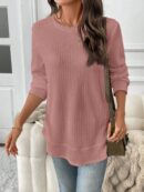 Sudadera Cómoda Casual con Textura Waffle y Dobladillo Asimétrico