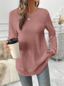 Sudadera Cómoda Casual con Textura Waffle y Dobladillo Asimétrico