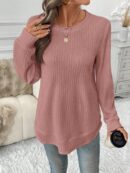 Sudadera Cómoda Casual con Textura Waffle y Dobladillo Asimétrico