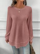 Sudadera Cómoda Casual con Textura Waffle y Dobladillo Asimétrico