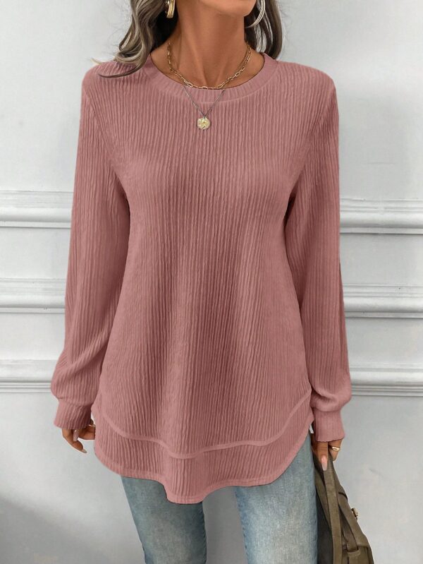 Sudadera Cómoda Casual con Textura Waffle y Dobladillo Asimétrico - Image 37