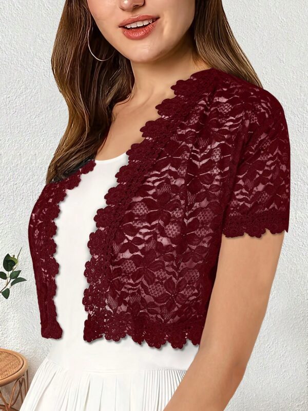 Bolero Shrug Casual de Verano con Encaje Camellia y Manga Corta - Image 11