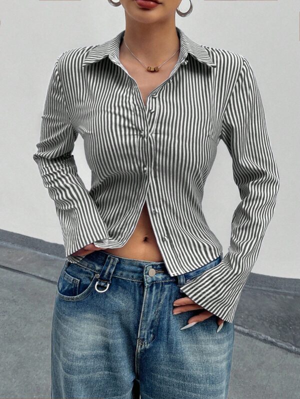 Camisa a Rayas de Manga Larga para Mujer Estilo Casual - Image 25