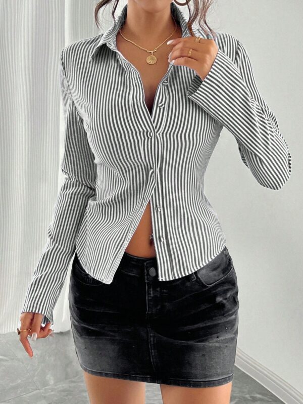 Camisa a Rayas de Manga Larga para Mujer Estilo Casual - Image 27