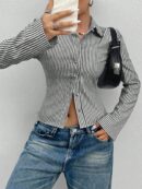 Camisa a Rayas de Manga Larga para Mujer Estilo Casual
