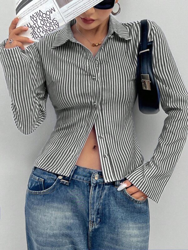 Camisa a Rayas de Manga Larga para Mujer Estilo Casual - Image 31
