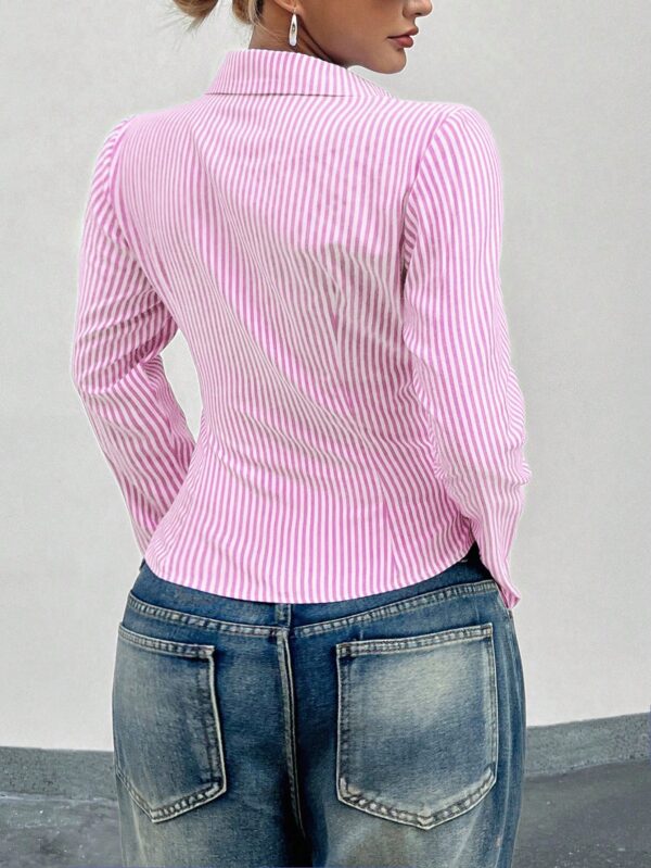 Camisa a Rayas de Manga Larga para Mujer Estilo Casual - Image 49