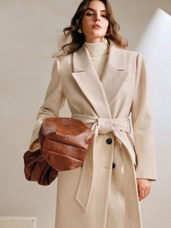 Abrigo Gris Midi con Cintura Ajustable y Solapa Muesca - Image 62