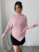Sweater Asimétrico de Cuello Alto con Manga Murciélago