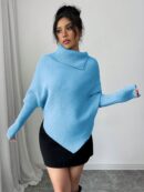 Sweater Asimétrico de Cuello Alto con Manga Murciélago